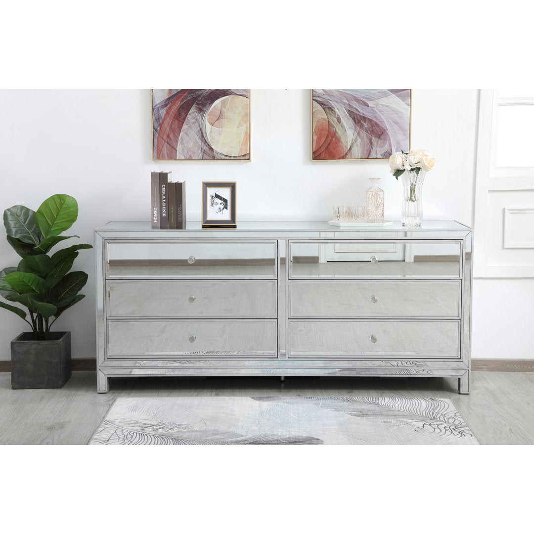 Rotella Mirrored 6 Drawer Double Dresser Everly Quinn Color: Silver