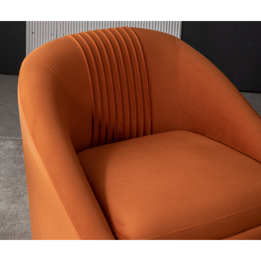 Arrun 28" W Velvet Swivel Barrel Chair (Set of 2) Wade Logan® Fabric: Orange Velvet