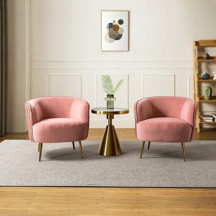 31'' Wide Barrel Chair (Set of 2) Everly Quinn Upholstery Color: Pink Velvet