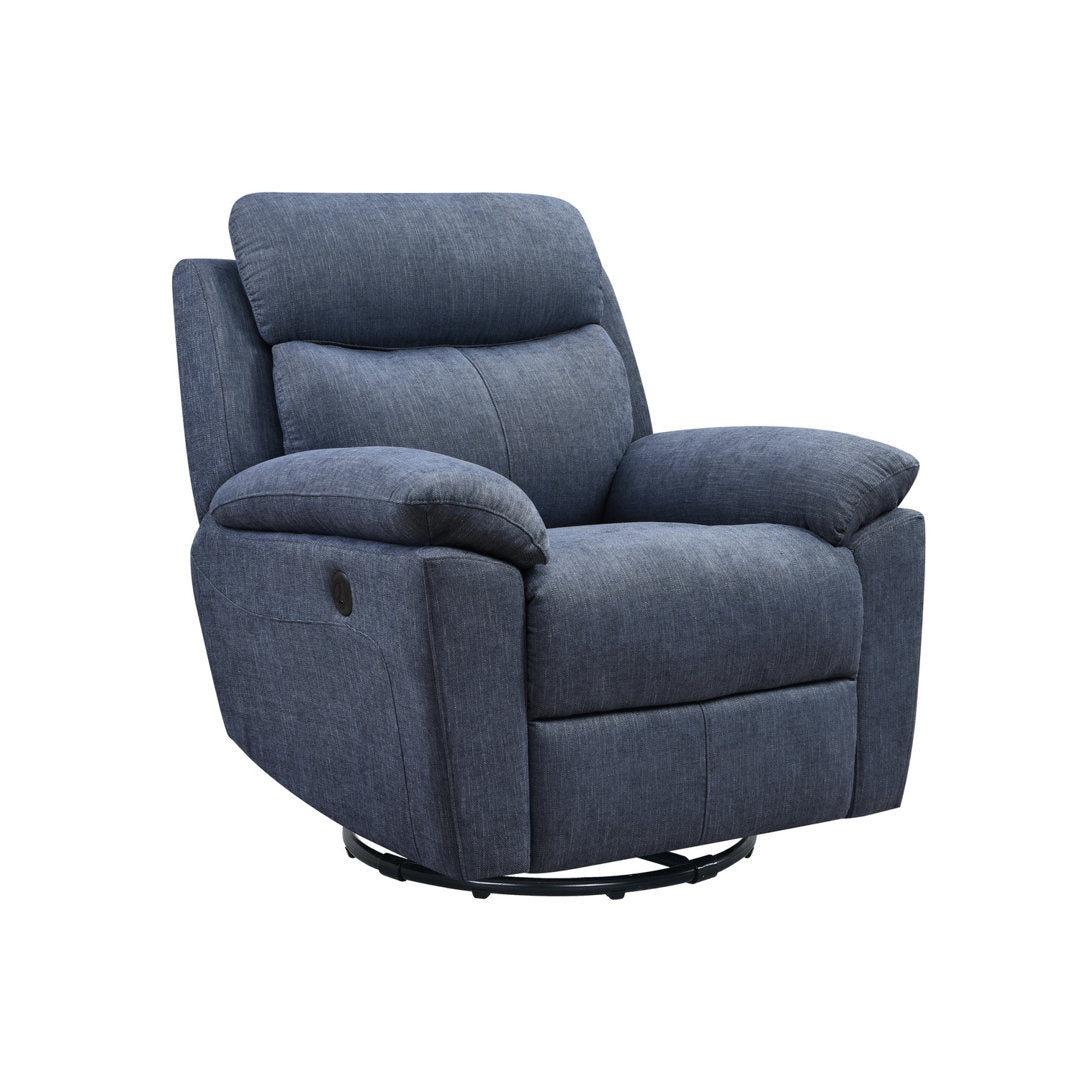 Kappa 35.43" Wide Power Swivel Standard Recliner Red Barrel Studio® Body Fabric: Blue Polyester Blend