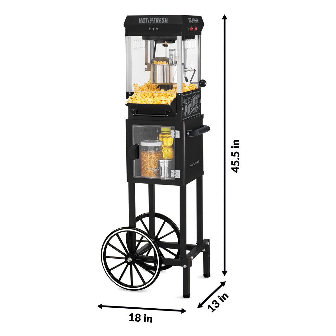Nostalgia Vintage 2.5-Ounce Kettle Popcorn Cart, 10 Cups, With Kernel Cup & Oil Measuring Spoon Nostalgia