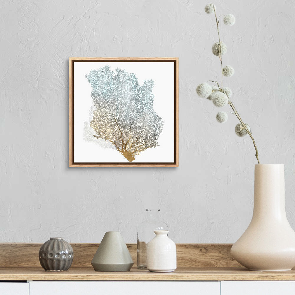 Delicate Coral I by Isabelle Z - Painting Print on Canvas Beachcrest Home™ Size: 13.25" H x 13.25" W x 1.75" D Format: Natural Floating Frame Canvas