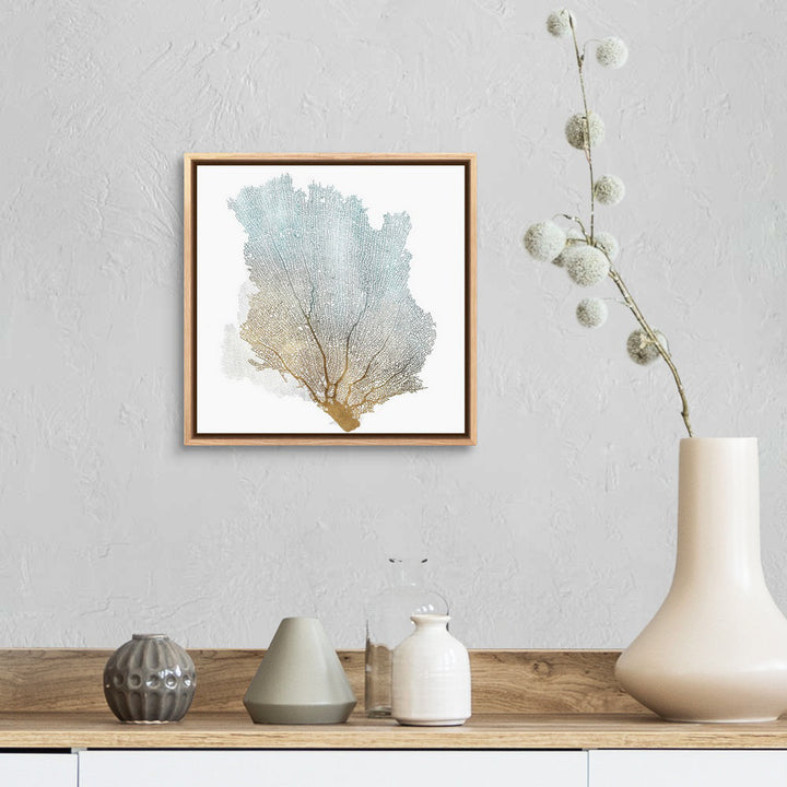 Delicate Coral I by Isabelle Z - Painting Print on Canvas Beachcrest Home™ Size: 13.25" H x 13.25" W x 1.75" D Format: Natural Floating Frame Canvas