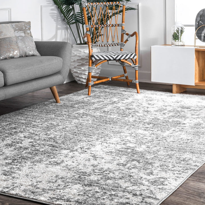 Deedra Modern Abstract Power Loom Performance Gray/White Rug 17 Stories Rug Size: Rectangle 10' x 14'