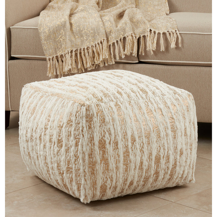 Wightman 20'' Square Abstract Pouf Ottoman Foundry Select Fabric: Gold