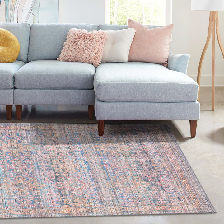 Hadsell Machine Made Power Loom Antique Blue Area Rug Langley Street® Rug Size: Rectangle 5'3" x 8'