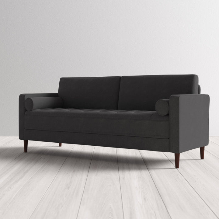 Garren 75.6'' Square Arm Tufted Sofa Mercury Row® Fabric: Heather Grey Linen