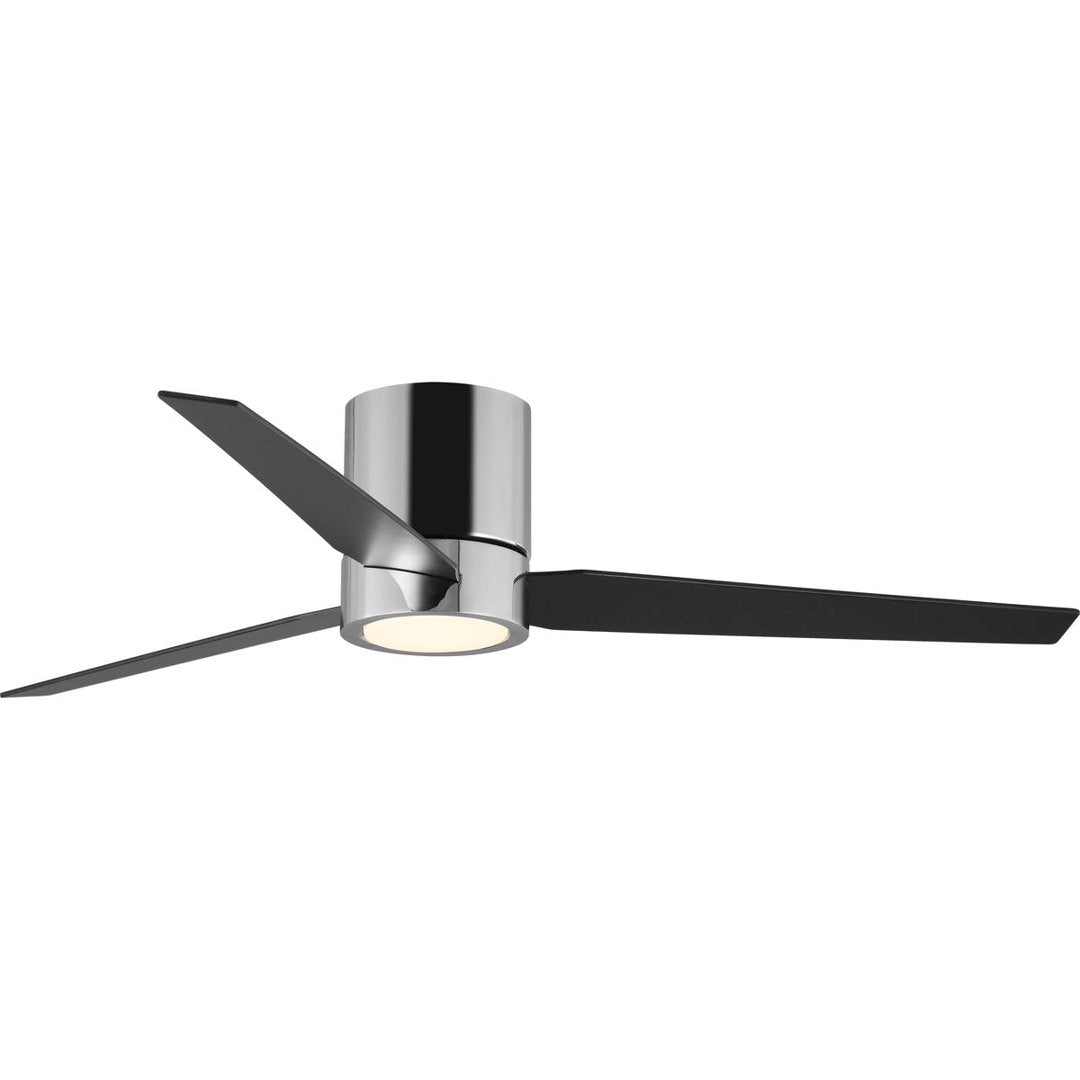 Goren 56" 3 - Blade LED Flush Mount Ceiling Fan with Remote Control and Light Kit Included AllModern Finish: Polished Chrome with Black/Walnut Blades