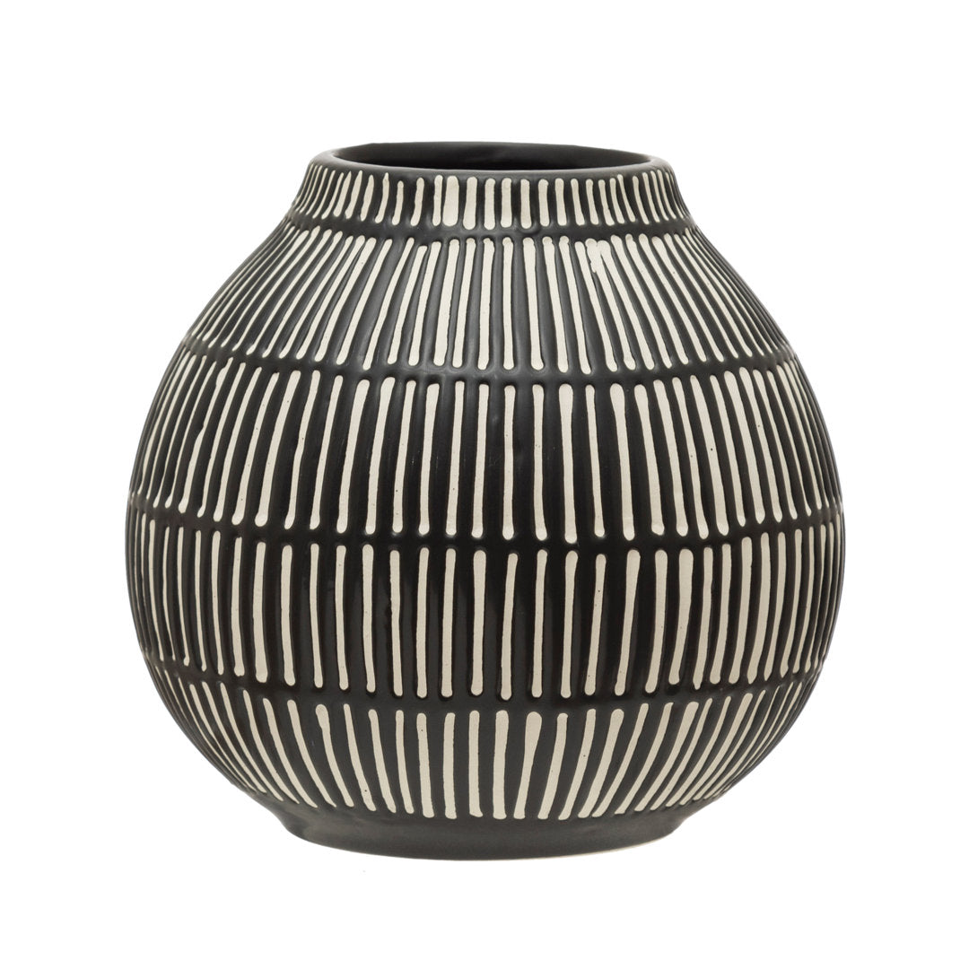 Aida Black/White 5.75" Stoneware Table Vase Joss & Main