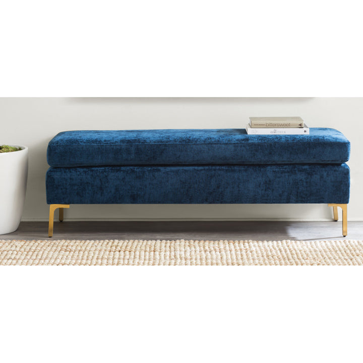 Baye Upholstered Bench AllModern Color: Navy Blue Velvet