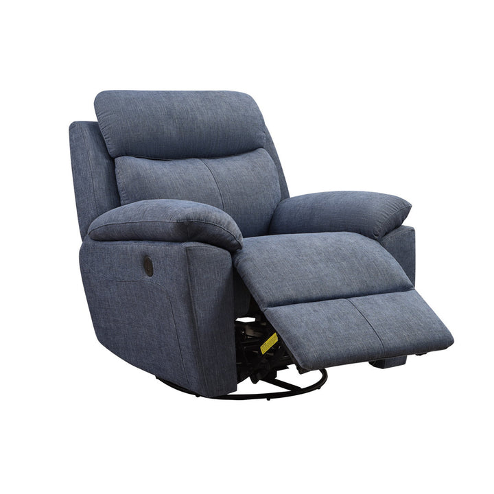 Kappa 35.43" Wide Power Swivel Standard Recliner Red Barrel Studio® Body Fabric: Blue Polyester Blend