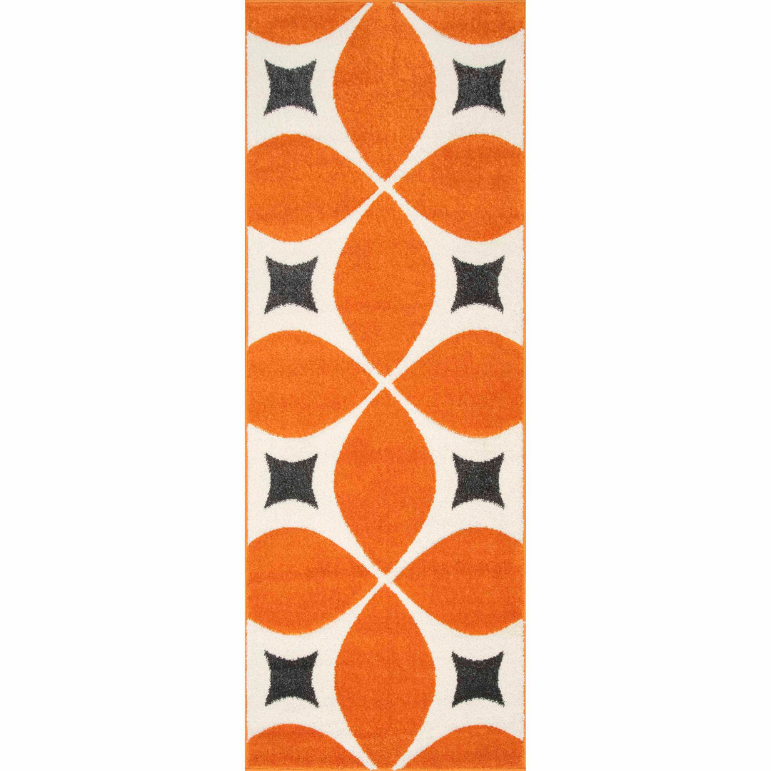 Southam Geometric Accent Rug for Living Room Bedroom Dining Room Entryway Kitchen, Deep Orange/White Wade Logan® Rug Size: Runner 2'6" x 12'