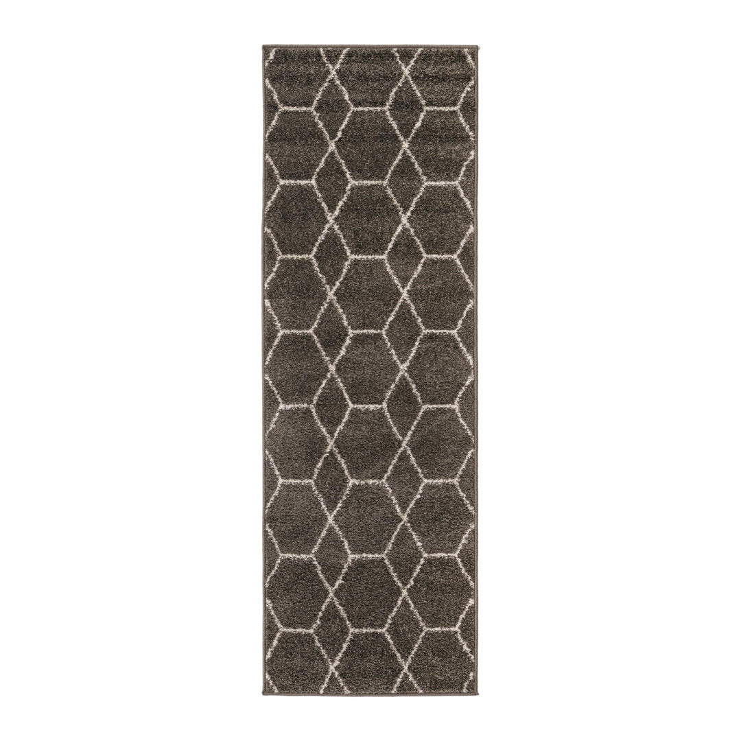 Debrodie Geometric Dark Gray Area Rug George Oliver Rug Size: Runner 2' x 6'1"