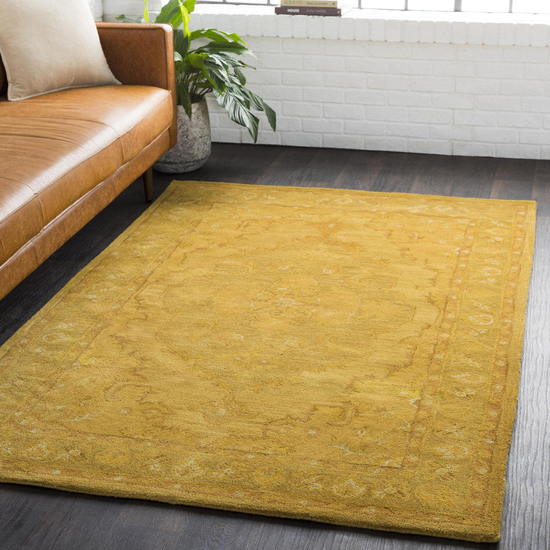 Eaddy Oriental Hand-Tufted Wool Bright Gold/Butter Area Rug Charlton Home® Rug Size: Rectangle 8' x 11'