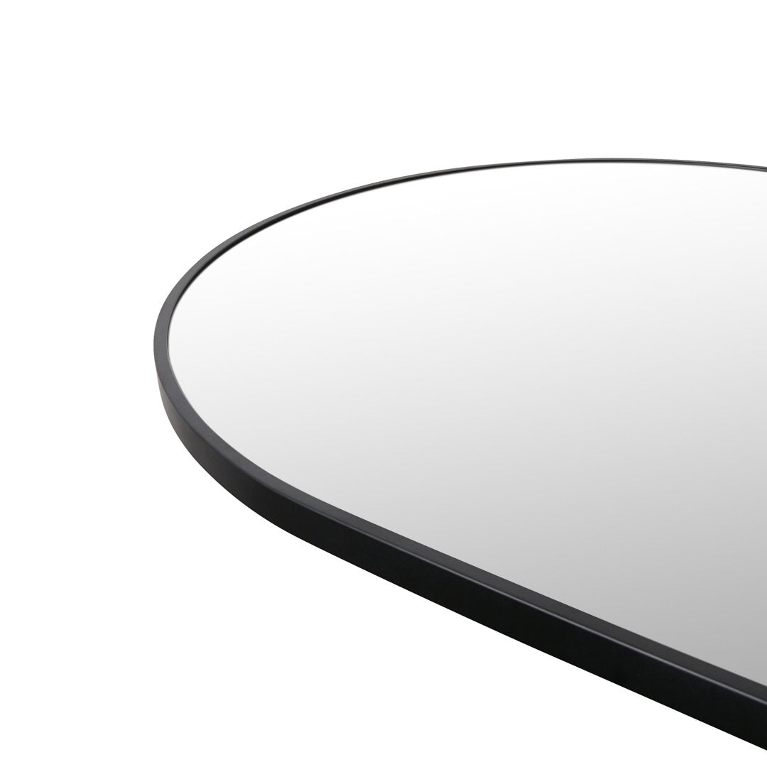 Kira Arched Mirror Glass Warehouse Size: 40'' X 60'' Finish: Black