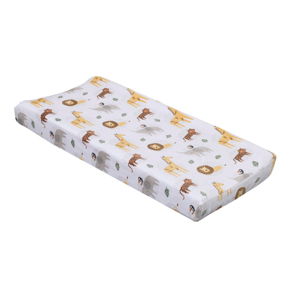 Danielle Animal Super Soft Changing Pad Cover Indigo Safari