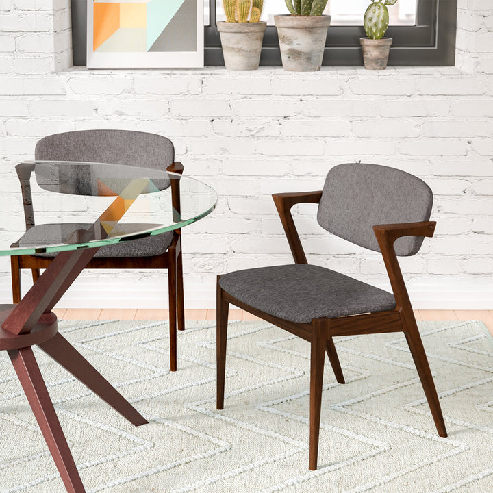 Artresha Upholstered Arm Chair (Set of 2) Wade Logan® Leg Color: Dark Walnut, Color: Fabric Taupe Gray