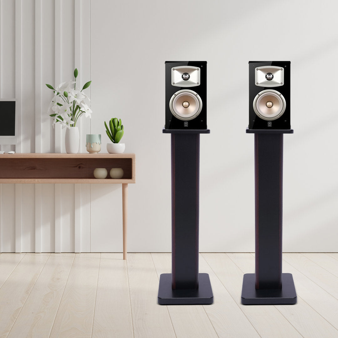 Wood 27.6" Fixed Height Speaker Stand (Set of 2) Latitude Run® Finish: Dark Brown