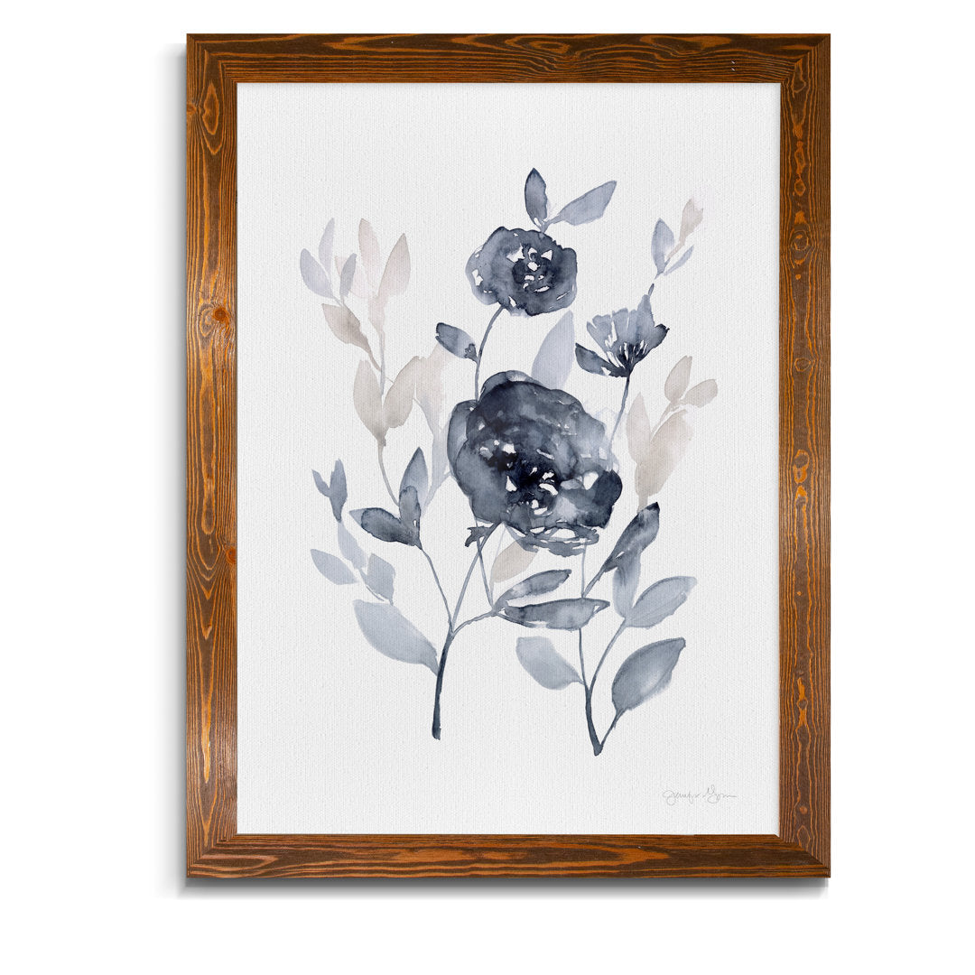 Peonies In Gray II' - Picture Frame Print on Glass Winston Porter Size: 28" H x 38" W x 1.25" D Format: Framed Maple Canvas