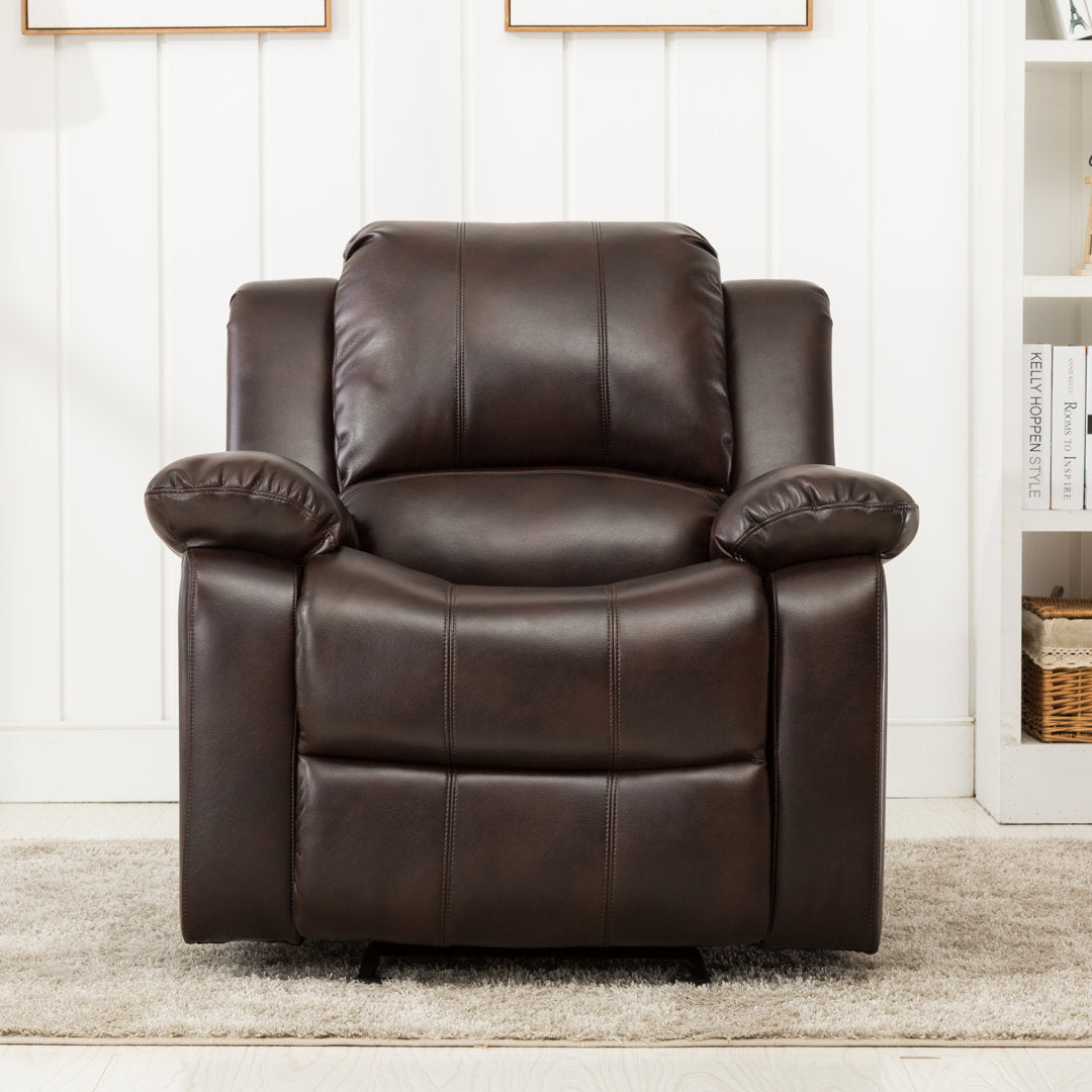Kahler 37.75" Wide Faux Leather Manual Glider Recliner Andover Mills™ Upholstery Color: Burnished Brown