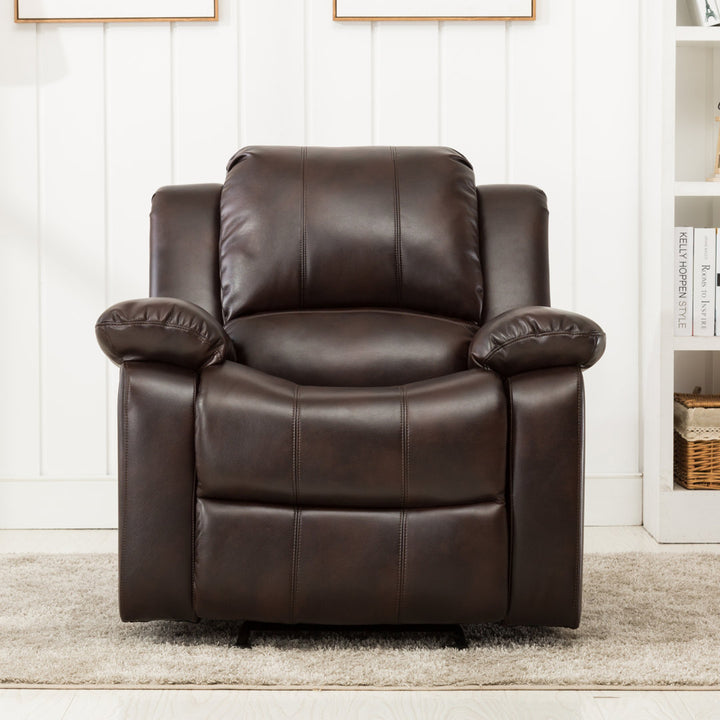 Kahler 37.75" Wide Faux Leather Manual Glider Recliner Andover Mills™ Upholstery Color: Burnished Brown