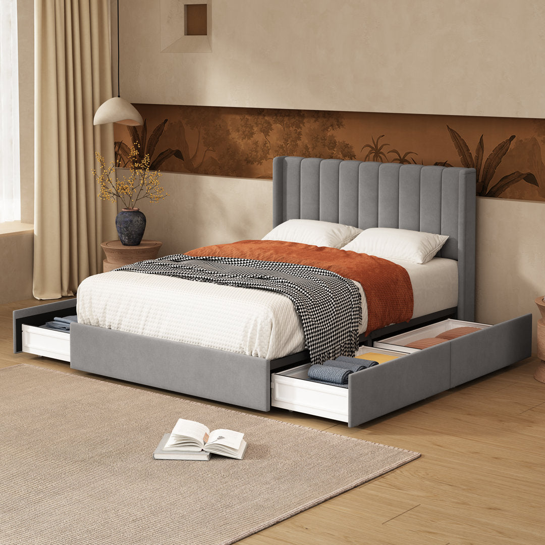 Jeilyn Upholstered Platform Drawer Storage Bed Latitude Run® Color: Gray Size: Full