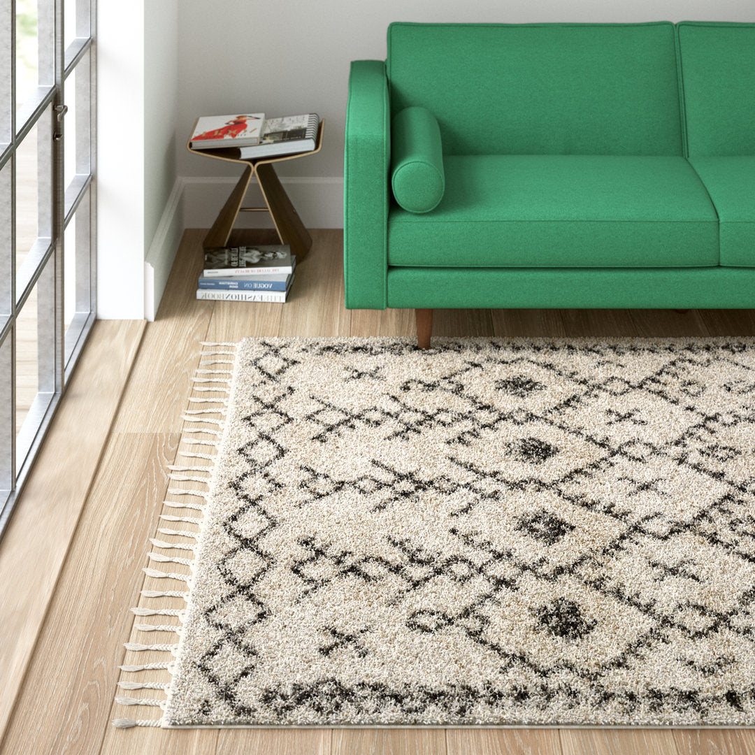 Mossy Moroccan Charcoal/Beige Area Rug AllModern Rug Size: Rectangle 6'7" x 9'