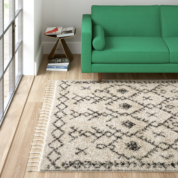Mossy Moroccan Charcoal/Beige Area Rug AllModern Rug Size: Rectangle 6'7" x 9'