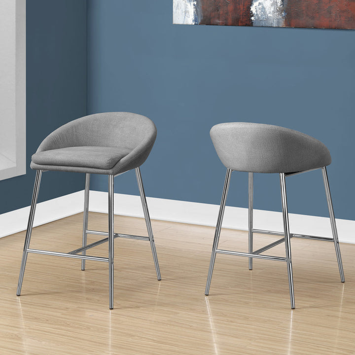 Glaser Bar Stool, Counter Height, Kitchen, Chrome, Contemporary (Set of 2) Wade Logan® Seat Height: Bar Stool (29.75" Seat Height ), Upholstery: Gray