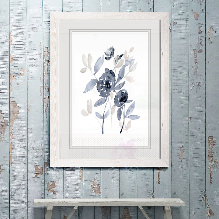Peonies In Gray I' - Picture Frame Print on Glass Winston Porter Size: 32" H x 44" W x 1.25" D Format: Framed White Print