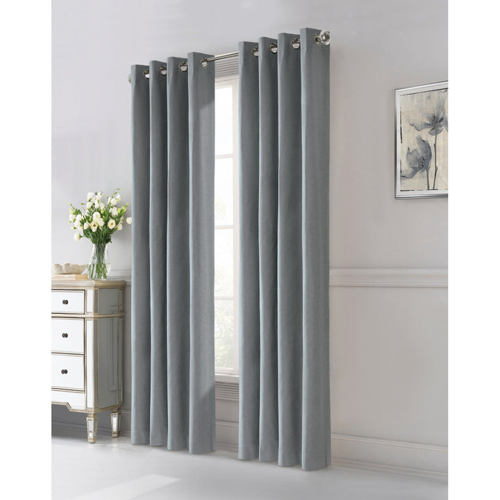Danalynn Linen Solid Max Blackout Grommet Single Curtain Panel Latitude Run® Curtain Color: Blue Size per Panel: 52" W x 63" L