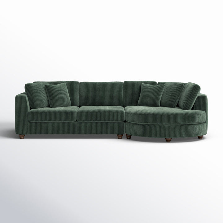 Atossa 123.5" Wide Sofa & Chaise Wade Logan® Upholstery Color: Dark Green Orientation: Right Hand Facing