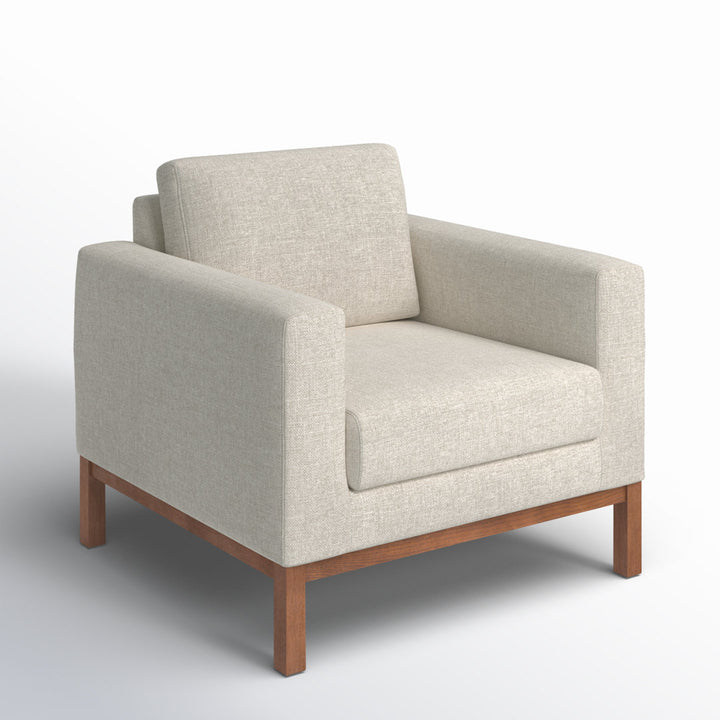 Clayton Upholstered Armchair Joss & Main Fabric: Venga Light Grey Performance Cross Weave
