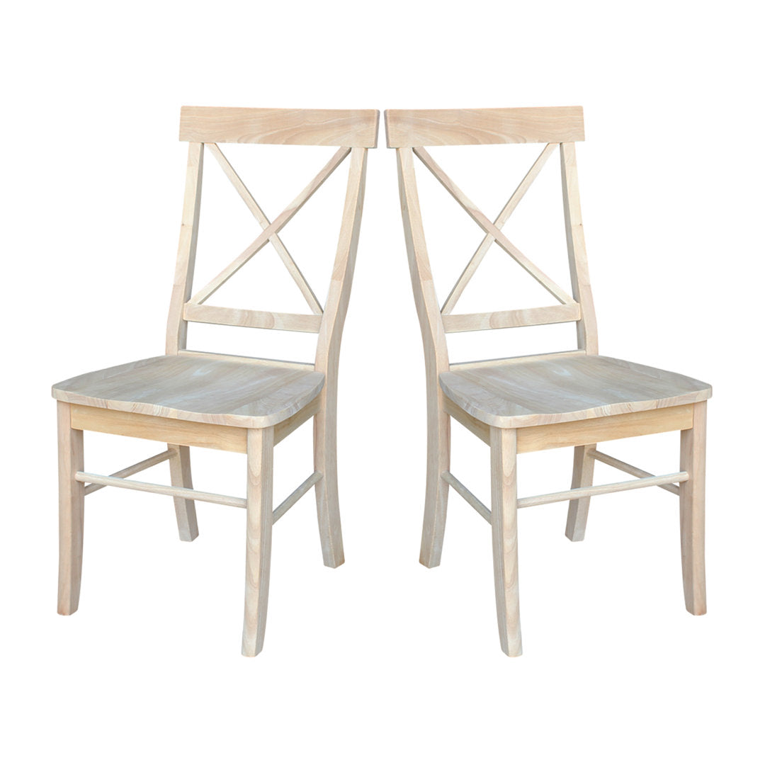 Solid Wood Cross Back Side Chair (Set of 2) August Grove® Color: Unfinished