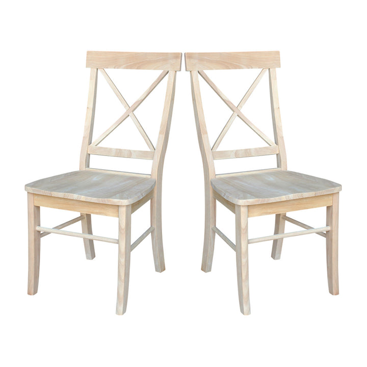 Solid Wood Cross Back Side Chair (Set of 2) August Grove® Color: Unfinished