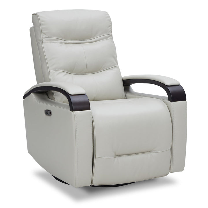 Elvina Genuine Leather Swivel Power Recliner Latitude Run® Upholstery Color: Light Gray