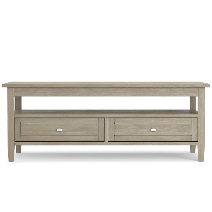 Warm Shaker SOLID WOOD 48 inch Wide Rectangle Transitional Coffee Table Simpli Home Color: Distressed Gray