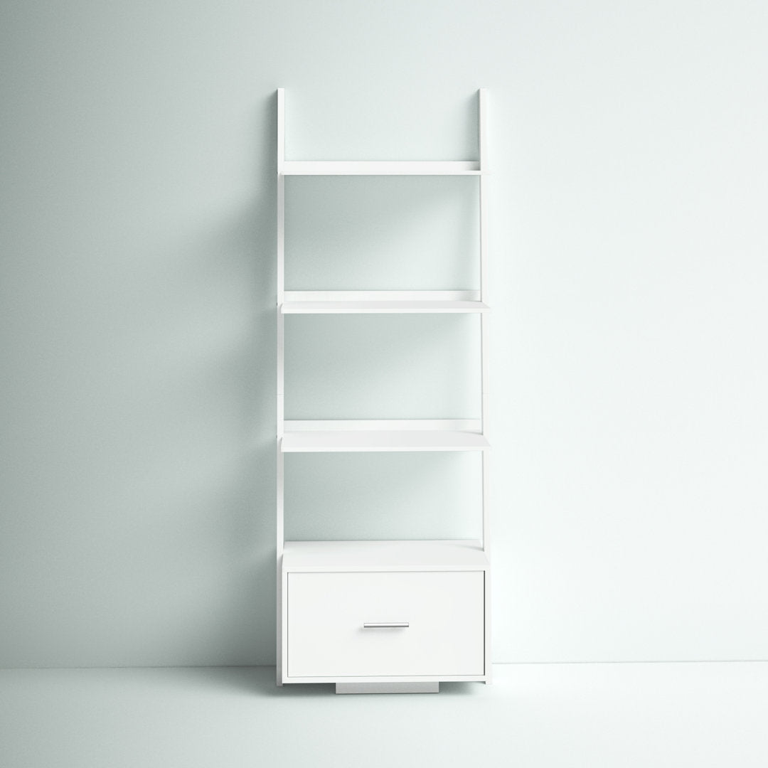 69'' H x 24.75'' W Solid Wood Ladder Bookcase Ebern Designs Color: White