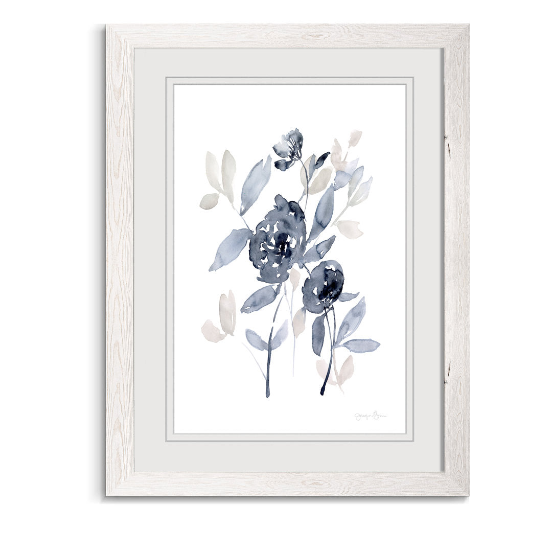 Peonies In Gray I' - Picture Frame Print on Glass Winston Porter Size: 32" H x 44" W x 1.25" D Format: Framed White Print