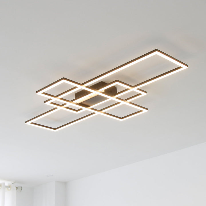 Modern Ceiling Light Led 90W Black Rectangle Flush Mount Remote Dimmable Orren Ellis Size: 3.5" H x 54" L x 31.5" W