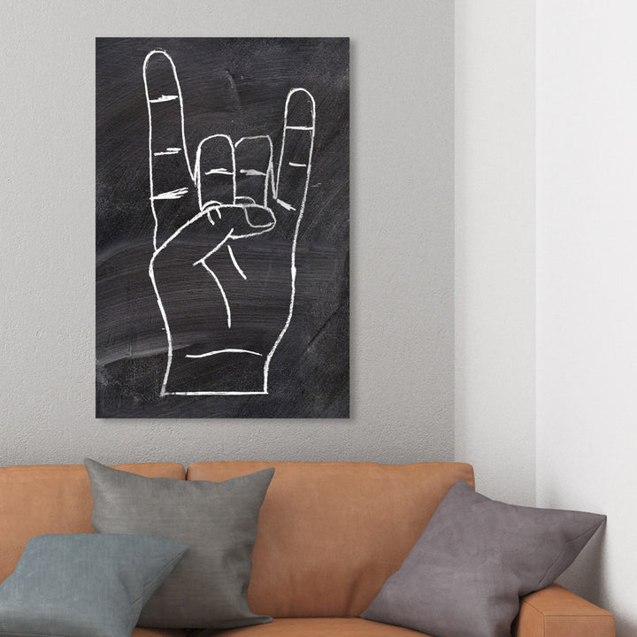 Rock On by Oliver Gal - Graphic Art Print Ebern Designs Size: 30" H x 20" W x 0.75" D Format: Wrapped Canvas