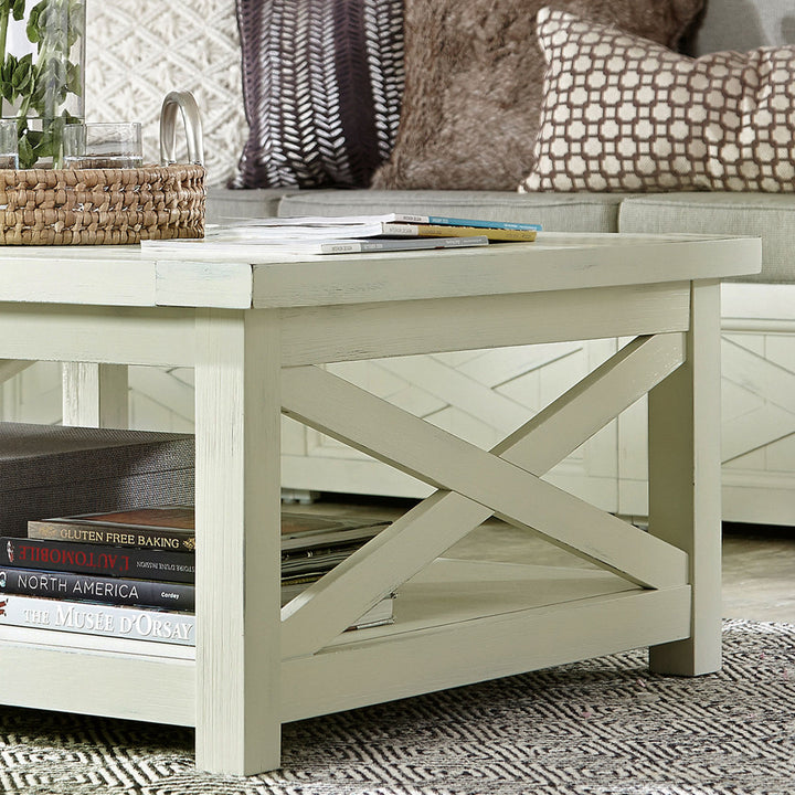 Lana Cross Legs Coffee Table with Storage Sand & Stable™