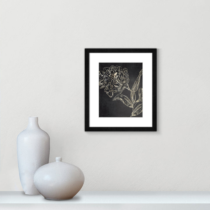 Golden Flower Folklore II by Asia Jensen - Picture Frame Graphic Art Joss & Main Size: 15" H x 13" W  Format: Black Wood Grain Framed