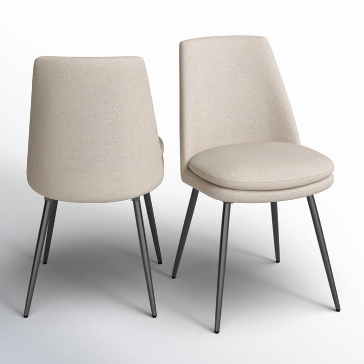 Moeller Upholstered Side Chair (Set of 2) Wade Logan® Upholstery Color: Beige , Leg Color: Iron Gray