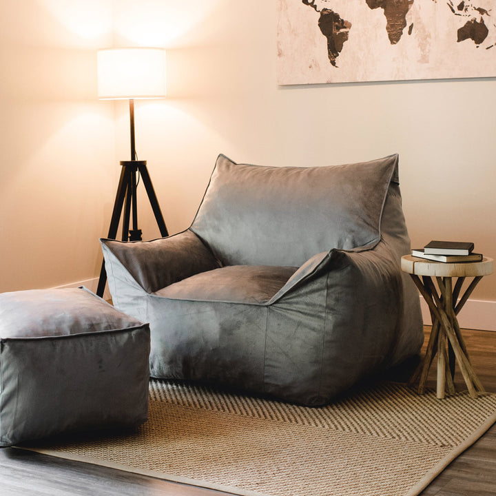 Big Joe Imperial Bean Bag Lounger Big Joe Fabric: Gray Plush 100% Polyester
