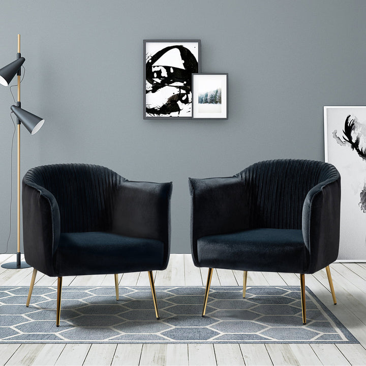 Ratzlaff 27" W Tufted Velvet Barrel Chair (Set of 2) Willa Arlo™ Interiors Fabric: Black Velvet