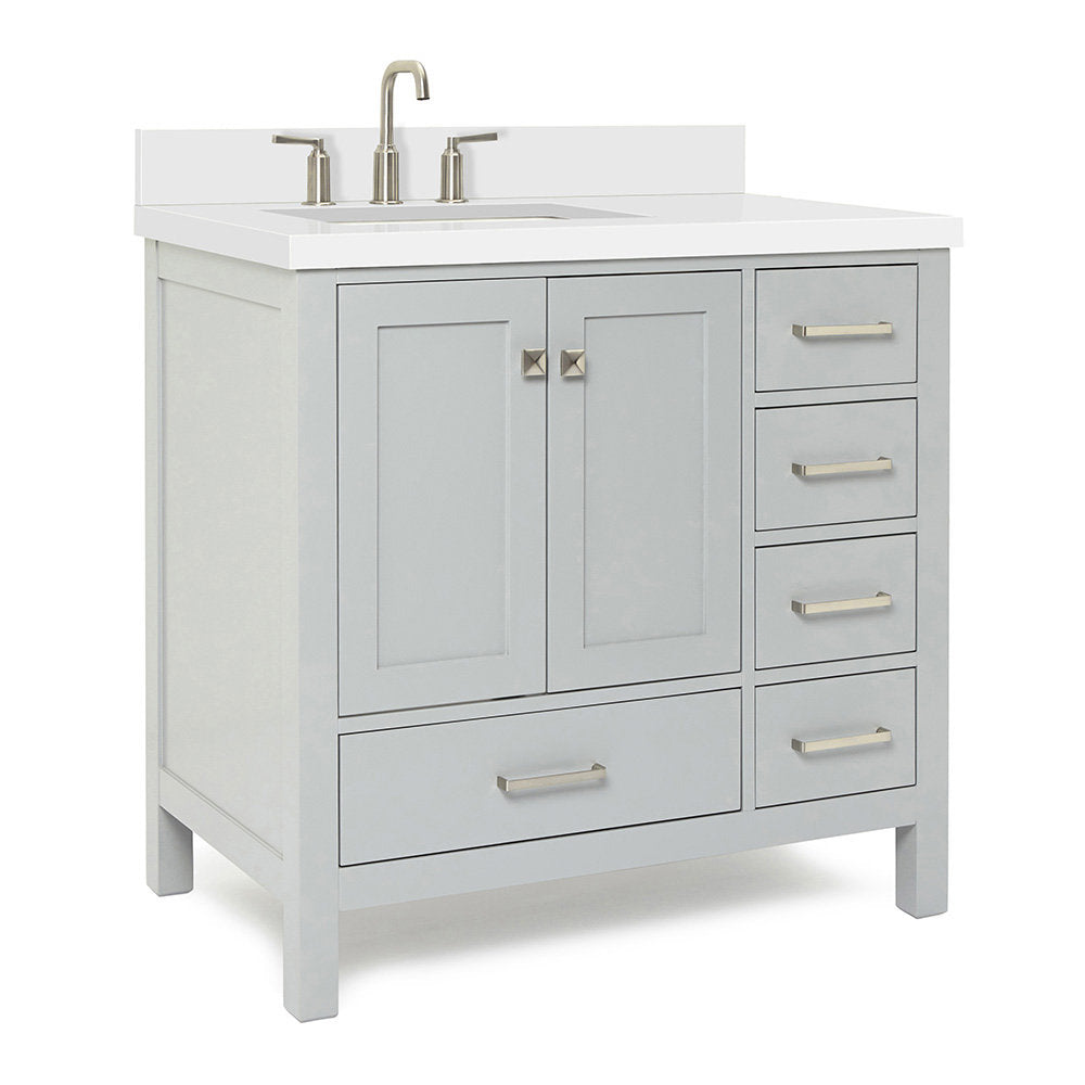 Amariani 37" Single Bathroom Vanity Set Latitude Run® Base Finish: Gray, Hardware Finish: Satin Nickel