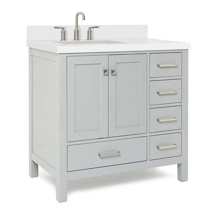 Amariani 37" Single Bathroom Vanity Set Latitude Run® Base Finish: Gray, Hardware Finish: Satin Nickel