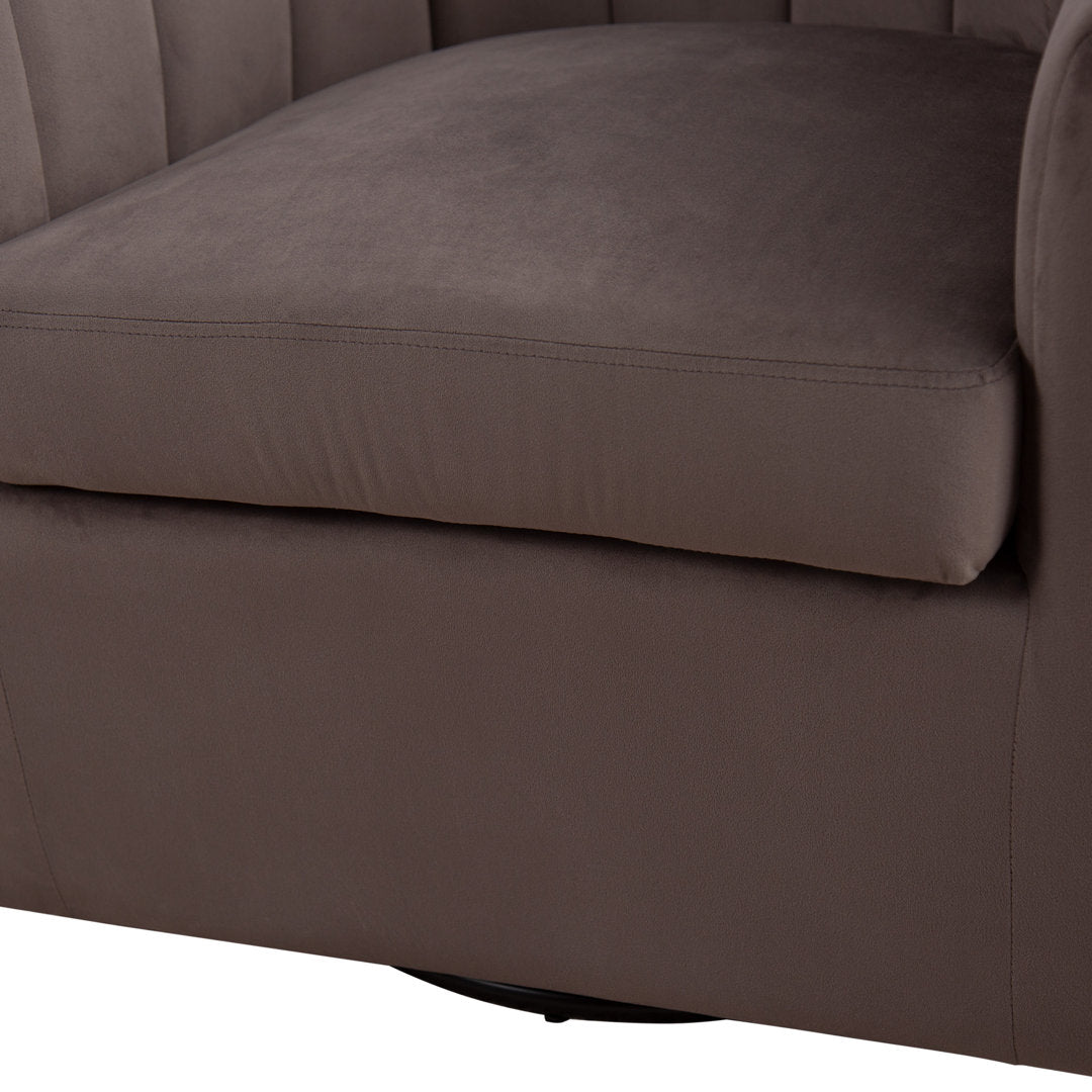 Lydia 29.5" Wide Velvet Upholstered Swivel Barrel Chair Latitude Run® Body Fabric: Gray Cotton Blend