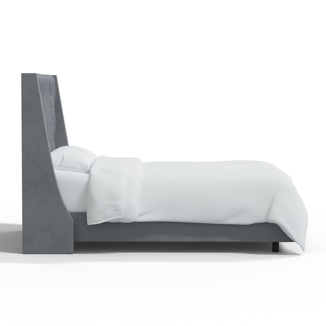 Annabel Upholstered Wingback Bed Kelly Clarkson Home Size: Full Body Fabric: Classic Steel Gray Performance Velvet